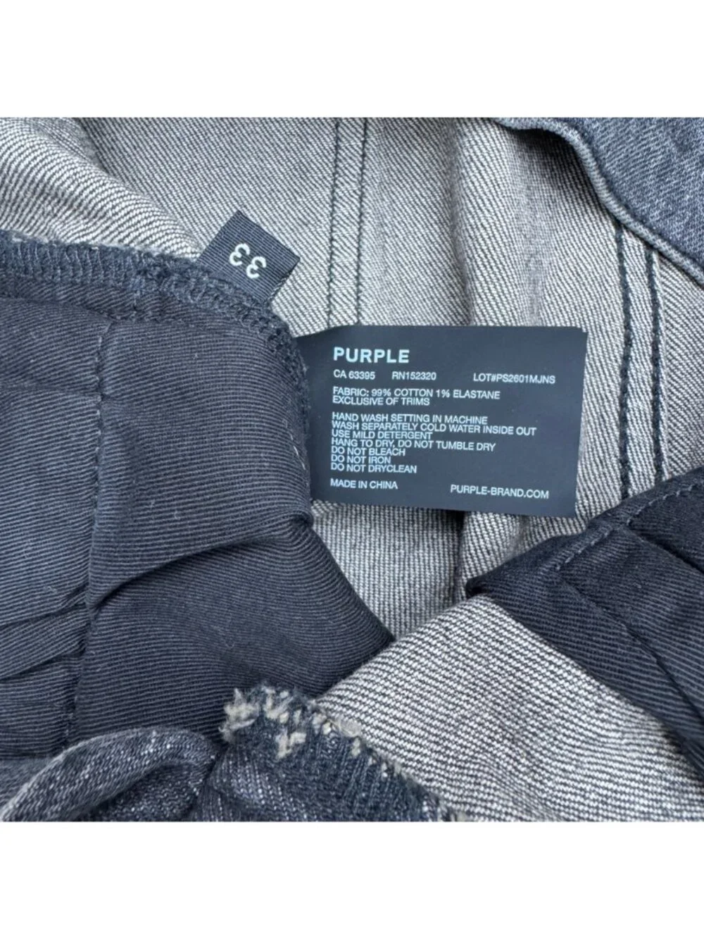 Purple Brand Skinny Twist Hotfix P001 Jeans Men's Black Studded Design, Size 33